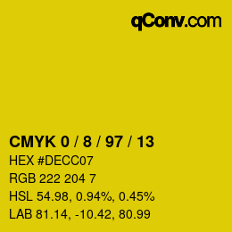 颜色代码: CMYK 0 / 8 / 97 / 13 | qconv.com