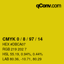 颜色代码: CMYK 0 / 8 / 97 / 14 | qconv.com