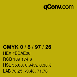 颜色代码: CMYK 0 / 8 / 97 / 26 | qconv.com