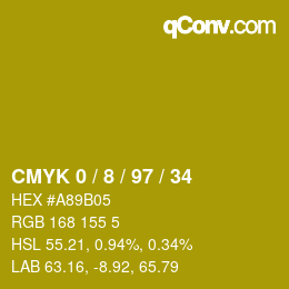 Color code: CMYK 0 / 8 / 97 / 34 | qconv.com