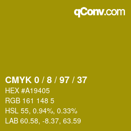 カラーコード: CMYK 0 / 8 / 97 / 37 | qconv.com