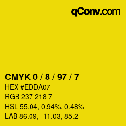 カラーコード: CMYK 0 / 8 / 97 / 7 | qconv.com