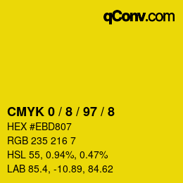 カラーコード: CMYK 0 / 8 / 97 / 8 | qconv.com