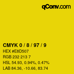 カラーコード: CMYK 0 / 8 / 97 / 9 | qconv.com