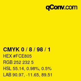 Color code: CMYK 0 / 8 / 98 / 1 | qconv.com