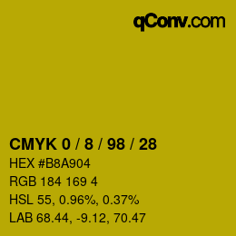 カラーコード: CMYK 0 / 8 / 98 / 28 | qconv.com