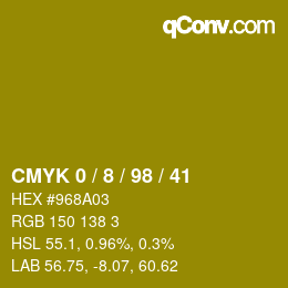 カラーコード: CMYK 0 / 8 / 98 / 41 | qconv.com