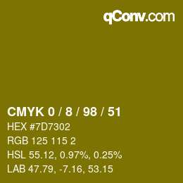 カラーコード: CMYK 0 / 8 / 98 / 51 | qconv.com