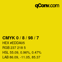 カラーコード: CMYK 0 / 8 / 98 / 7 | qconv.com