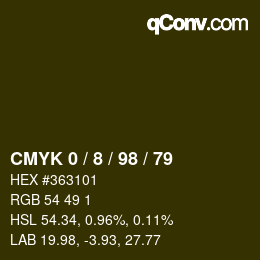 カラーコード: CMYK 0 / 8 / 98 / 79 | qconv.com