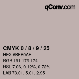 カラーコード: CMYK 0 / 8 / 9 / 25 | qconv.com