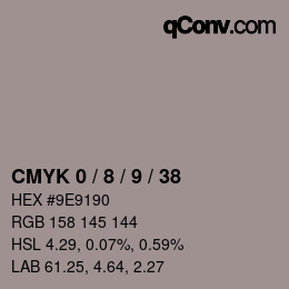 カラーコード: CMYK 0 / 8 / 9 / 38 | qconv.com