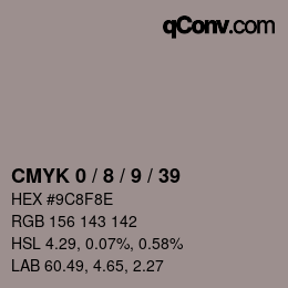 カラーコード: CMYK 0 / 8 / 9 / 39 | qconv.com