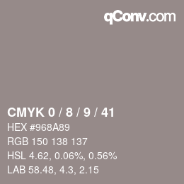 Color code: CMYK 0 / 8 / 9 / 41 | qconv.com