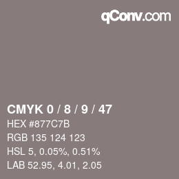 颜色代码: CMYK 0 / 8 / 9 / 47 | qconv.com