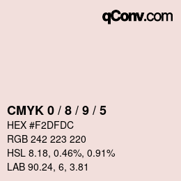 Farbcode: CMYK 0 / 8 / 9 / 5 | qconv.com