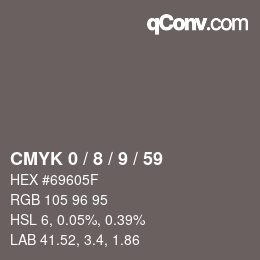 カラーコード: CMYK 0 / 8 / 9 / 59 | qconv.com