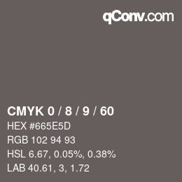 カラーコード: CMYK 0 / 8 / 9 / 60 | qconv.com