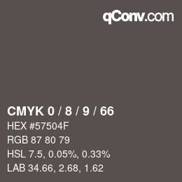 Color code: CMYK 0 / 8 / 9 / 66 | qconv.com