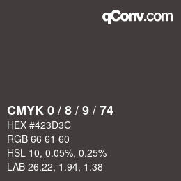 カラーコード: CMYK 0 / 8 / 9 / 74 | qconv.com