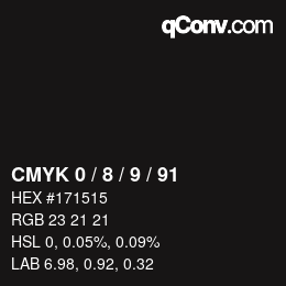 Color code: CMYK 0 / 8 / 9 / 91 | qconv.com