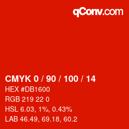 カラーコード: CMYK 0 / 90 / 100 / 14 | qconv.com