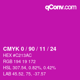 颜色代码: CMYK 0 / 90 / 11 / 24 | qconv.com