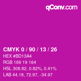 Color code: CMYK 0 / 90 / 13 / 26 | qconv.com