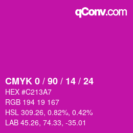 カラーコード: CMYK 0 / 90 / 14 / 24 | qconv.com