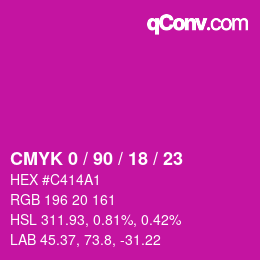 Farbcode: CMYK 0 / 90 / 18 / 23 | qconv.com