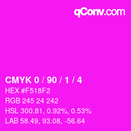 カラーコード: CMYK 0 / 90 / 1 / 4 | qconv.com