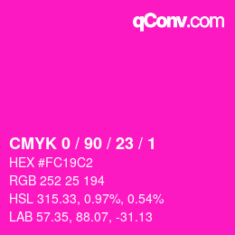 カラーコード: CMYK 0 / 90 / 23 / 1 | qconv.com