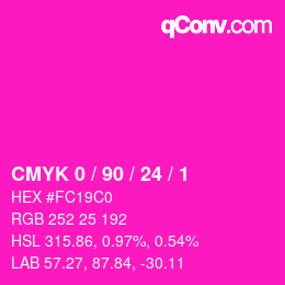 カラーコード: CMYK 0 / 90 / 24 / 1 | qconv.com