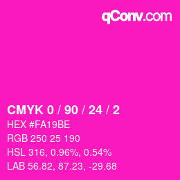 カラーコード: CMYK 0 / 90 / 24 / 2 | qconv.com
