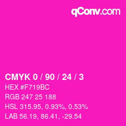 カラーコード: CMYK 0 / 90 / 24 / 3 | qconv.com