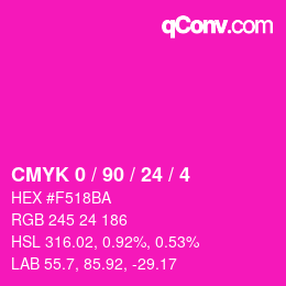 カラーコード: CMYK 0 / 90 / 24 / 4 | qconv.com
