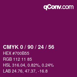 カラーコード: CMYK 0 / 90 / 24 / 56 | qconv.com