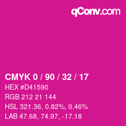 カラーコード: CMYK 0 / 90 / 32 / 17 | qconv.com