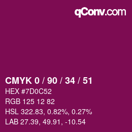 Color code: CMYK 0 / 90 / 34 / 51 | qconv.com