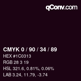 Color code: CMYK 0 / 90 / 34 / 89 | qconv.com