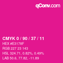 Farbcode: CMYK 0 / 90 / 37 / 11 | qconv.com
