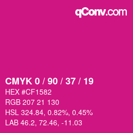 カラーコード: CMYK 0 / 90 / 37 / 19 | qconv.com