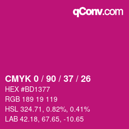 Color code: CMYK 0 / 90 / 37 / 26 | qconv.com