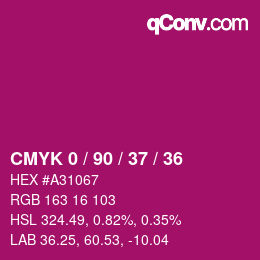 カラーコード: CMYK 0 / 90 / 37 / 36 | qconv.com