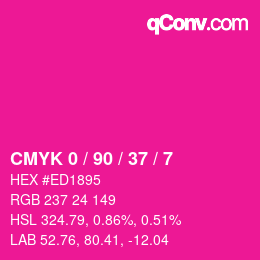 カラーコード: CMYK 0 / 90 / 37 / 7 | qconv.com