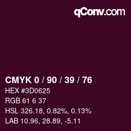 Color code: CMYK 0 / 90 / 39 / 76 | qconv.com