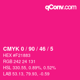 カラーコード: CMYK 0 / 90 / 46 / 5 | qconv.com