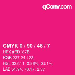Color code: CMYK 0 / 90 / 48 / 7 | qconv.com