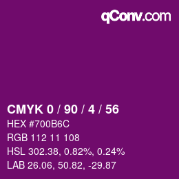颜色代码: CMYK 0 / 90 / 4 / 56 | qconv.com