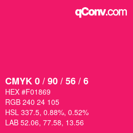 カラーコード: CMYK 0 / 90 / 56 / 6 | qconv.com